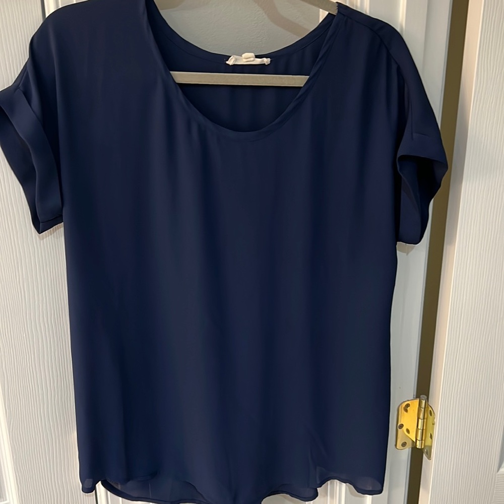 Pleione Navy Blouse Size M